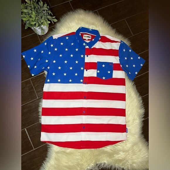 Tipsy Elves American flag button down sz XL - Picture 2 of 12